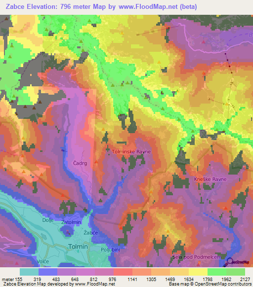 Zabce,Slovenia Elevation Map