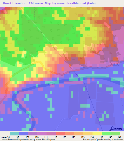 Vurot,Croatia Elevation Map