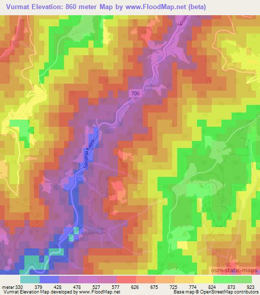 Vurmat,Slovenia Elevation Map