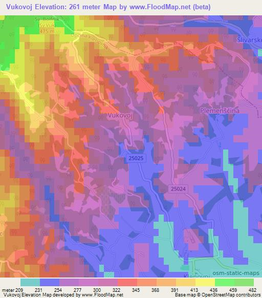 Vukovoj,Croatia Elevation Map