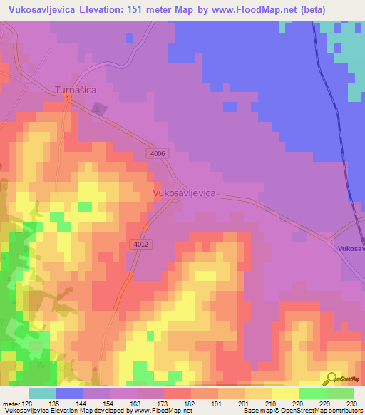 Vukosavljevica,Croatia Elevation Map