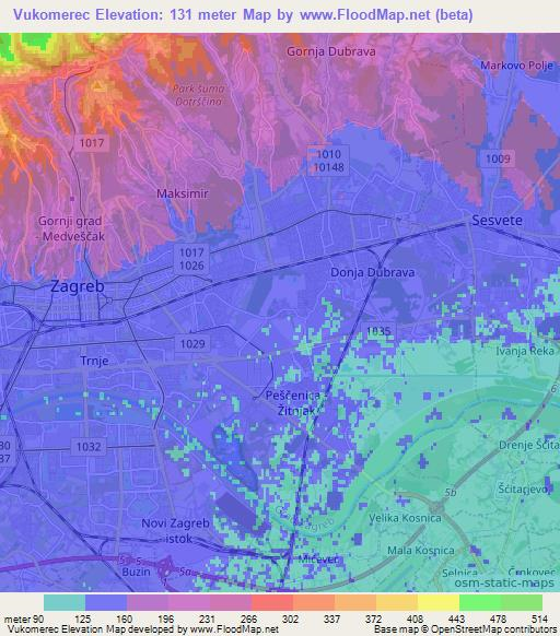 Vukomerec,Croatia Elevation Map