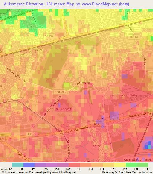 Vukomerec,Croatia Elevation Map