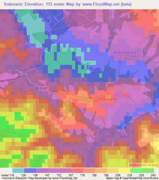 Vukmanic,Croatia Elevation Map