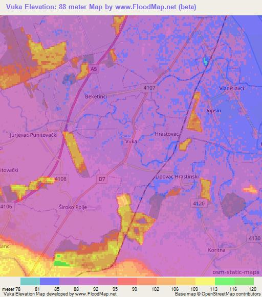 Vuka,Croatia Elevation Map