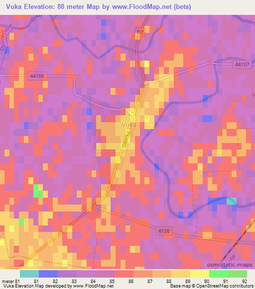 Vuka,Croatia Elevation Map