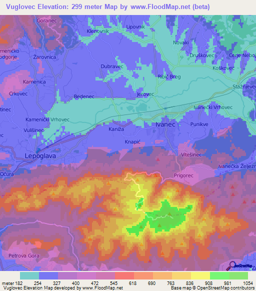 Vuglovec,Croatia Elevation Map