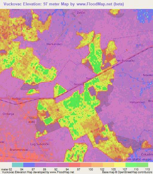 Vuckovac,Croatia Elevation Map