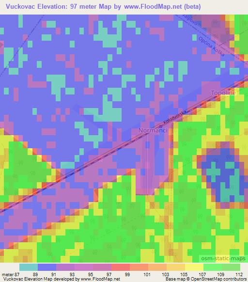 Vuckovac,Croatia Elevation Map