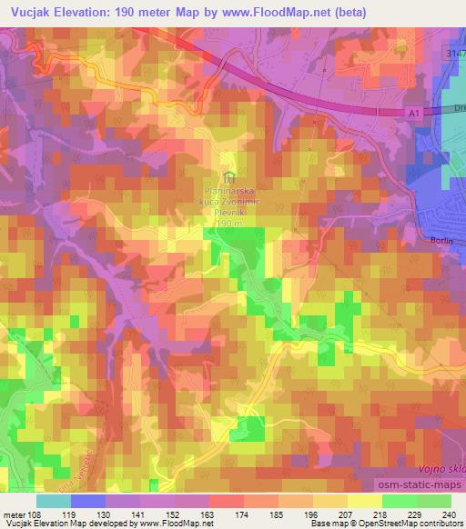 Vucjak,Croatia Elevation Map