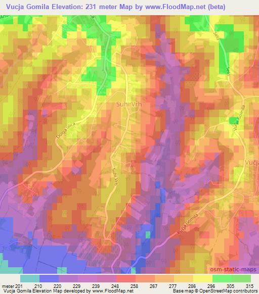 Vucja Gomila,Slovenia Elevation Map