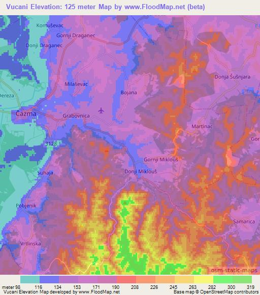 Vucani,Croatia Elevation Map