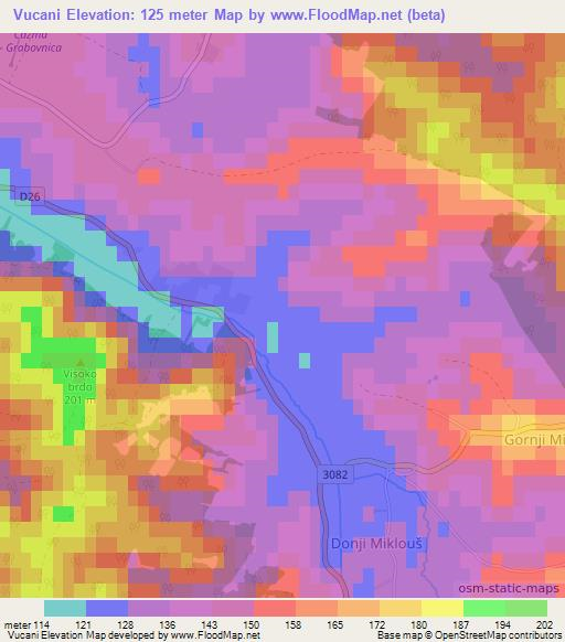 Vucani,Croatia Elevation Map