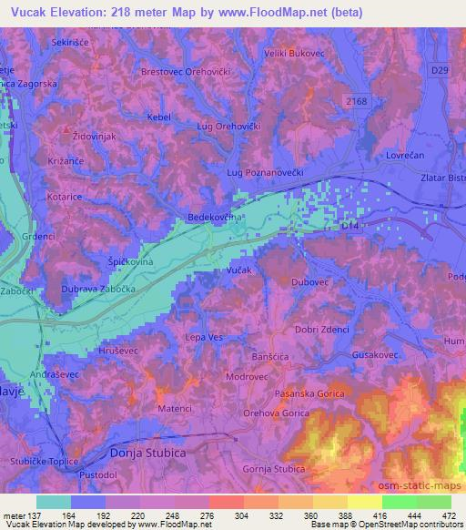 Vucak,Croatia Elevation Map