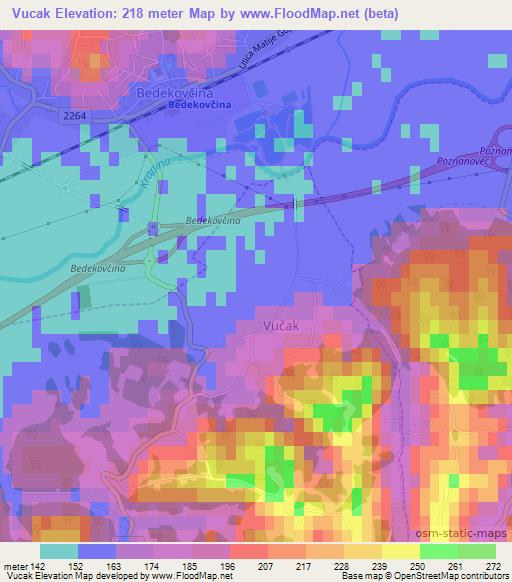 Vucak,Croatia Elevation Map