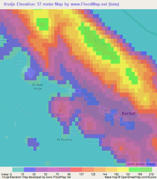 Vrulje,Croatia Elevation Map