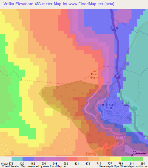 Vrlika,Croatia Elevation Map