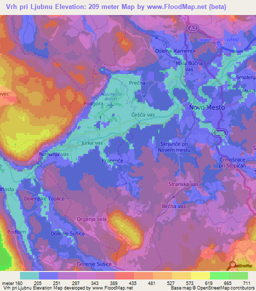 Vrh pri Ljubnu,Slovenia Elevation Map