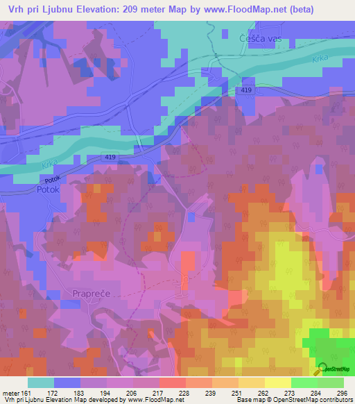 Vrh pri Ljubnu,Slovenia Elevation Map