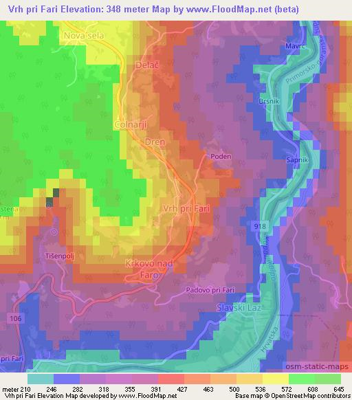 Vrh pri Fari,Slovenia Elevation Map