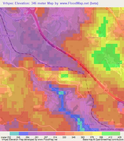 Vrhpec,Slovenia Elevation Map