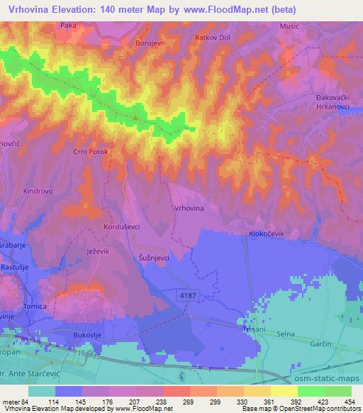 Vrhovina,Croatia Elevation Map