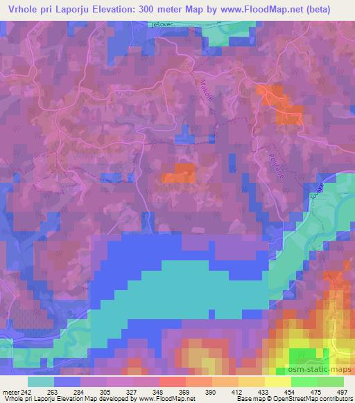 Vrhole pri Laporju,Slovenia Elevation Map