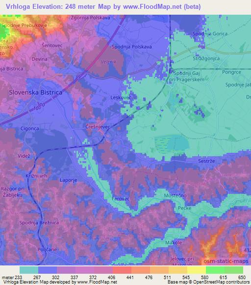 Vrhloga,Slovenia Elevation Map