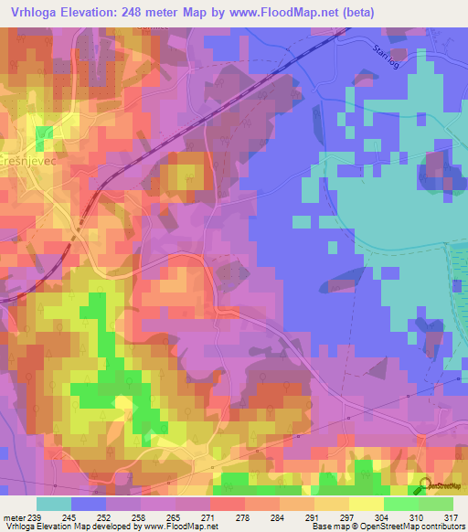 Vrhloga,Slovenia Elevation Map