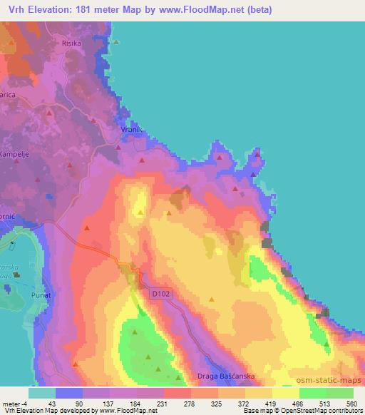 Vrh,Croatia Elevation Map