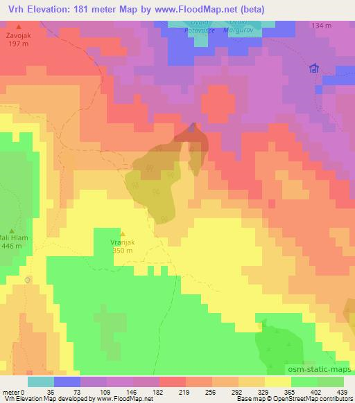 Vrh,Croatia Elevation Map