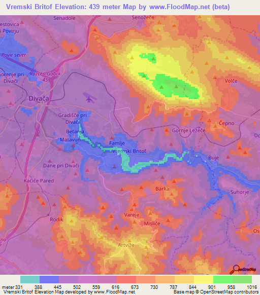 Vremski Britof,Slovenia Elevation Map