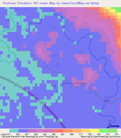 Pavlovac,Croatia Elevation Map