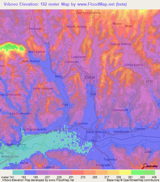 Vrbovo,Croatia Elevation Map