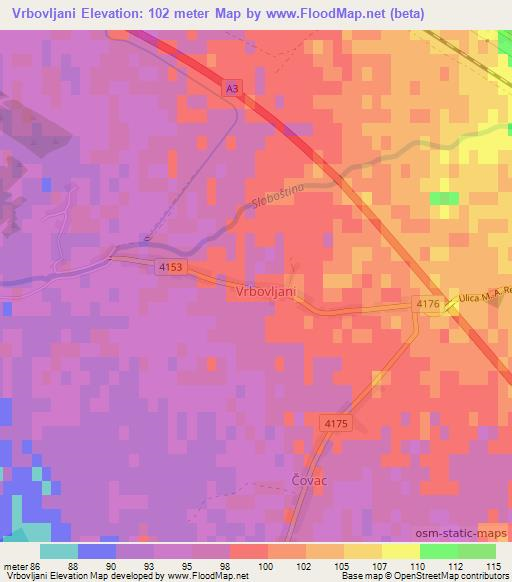 Vrbovljani,Croatia Elevation Map