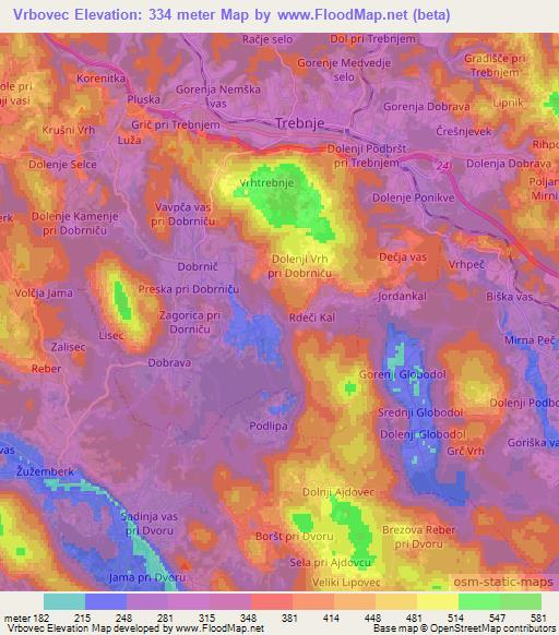 Vrbovec,Slovenia Elevation Map