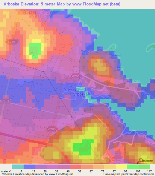 Vrboska,Croatia Elevation Map