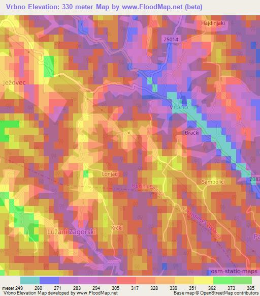 Vrbno,Croatia Elevation Map