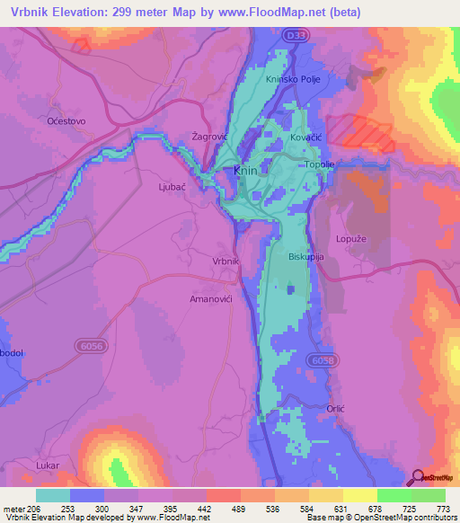 Vrbnik,Croatia Elevation Map