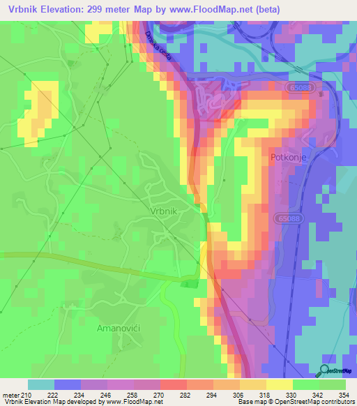 Vrbnik,Croatia Elevation Map