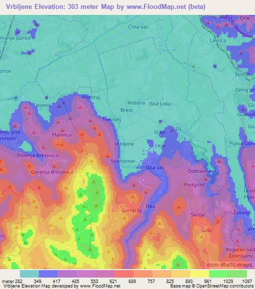 Vrbljene,Slovenia Elevation Map