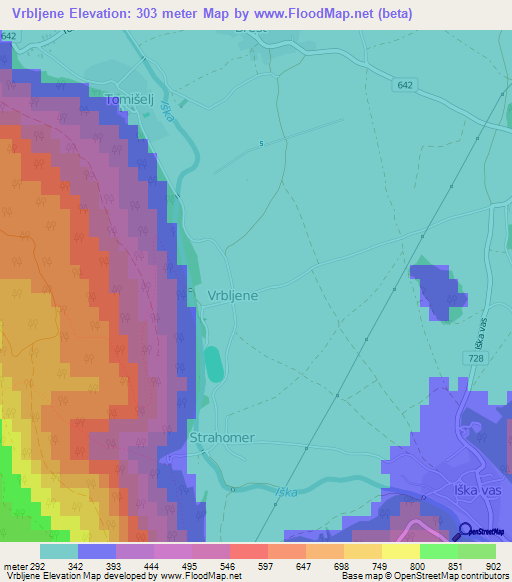 Vrbljene,Slovenia Elevation Map