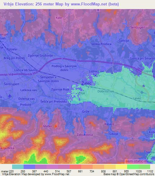 Vrbje,Slovenia Elevation Map