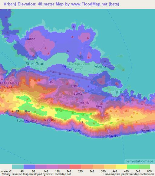 Vrbanj,Croatia Elevation Map