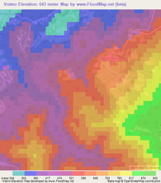 Vratno,Slovenia Elevation Map