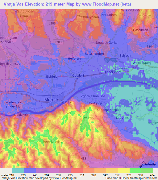 Vratja Vas,Slovenia Elevation Map