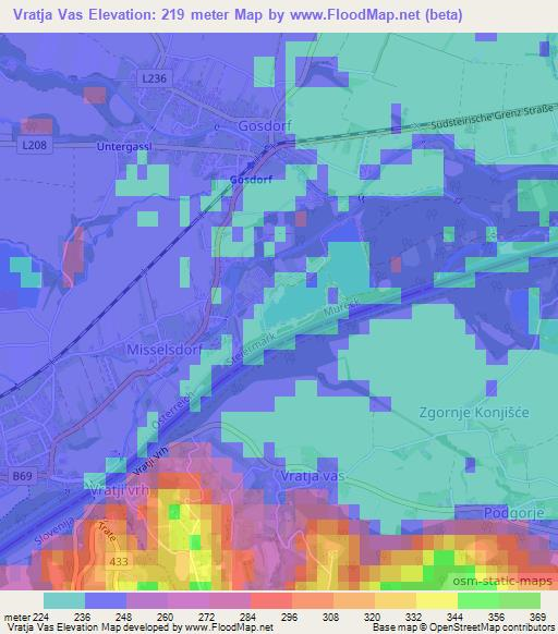 Vratja Vas,Slovenia Elevation Map