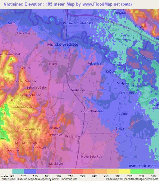 Vratisinec,Croatia Elevation Map