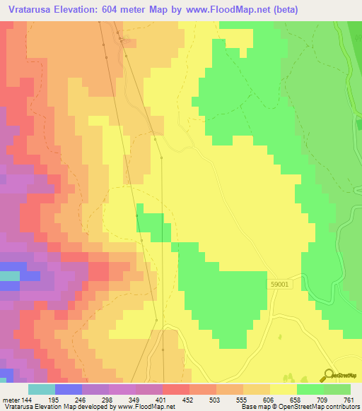 Vratarusa,Croatia Elevation Map