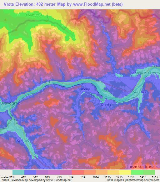 Vrata,Slovenia Elevation Map